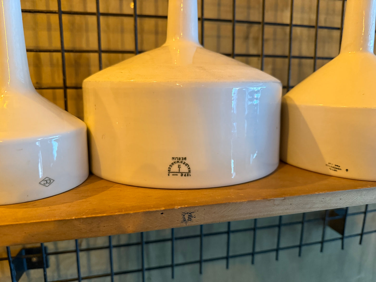 3 ceramic funnels