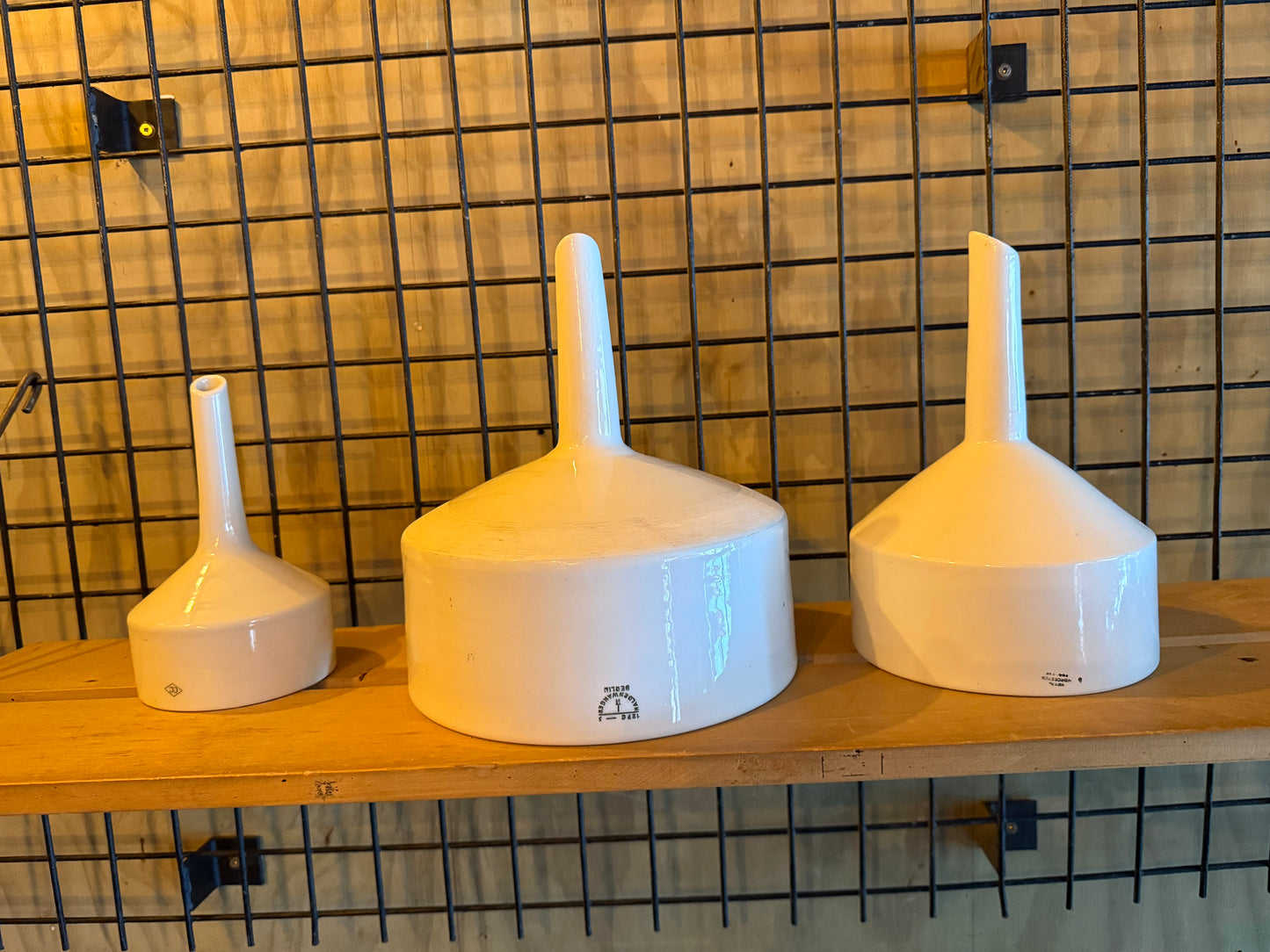 3 ceramic funnels
