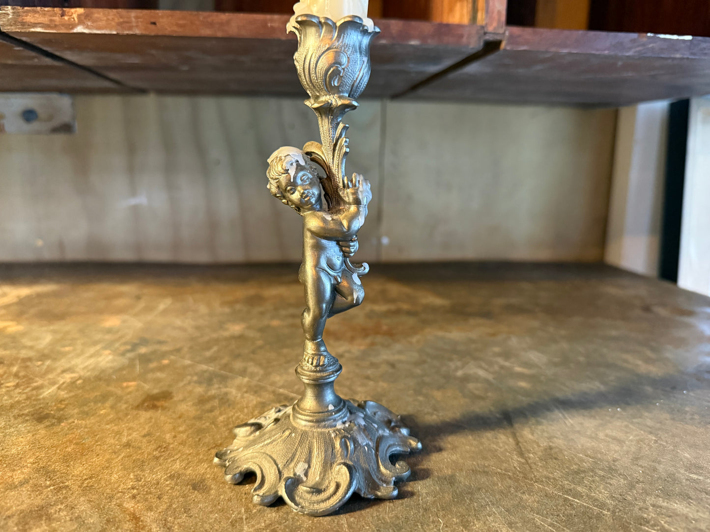 Cherub candlestick holder