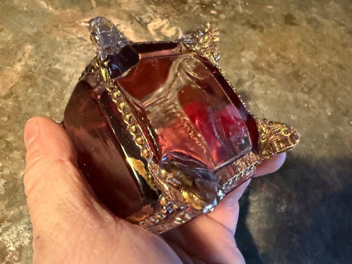 Ruby glass trinket box