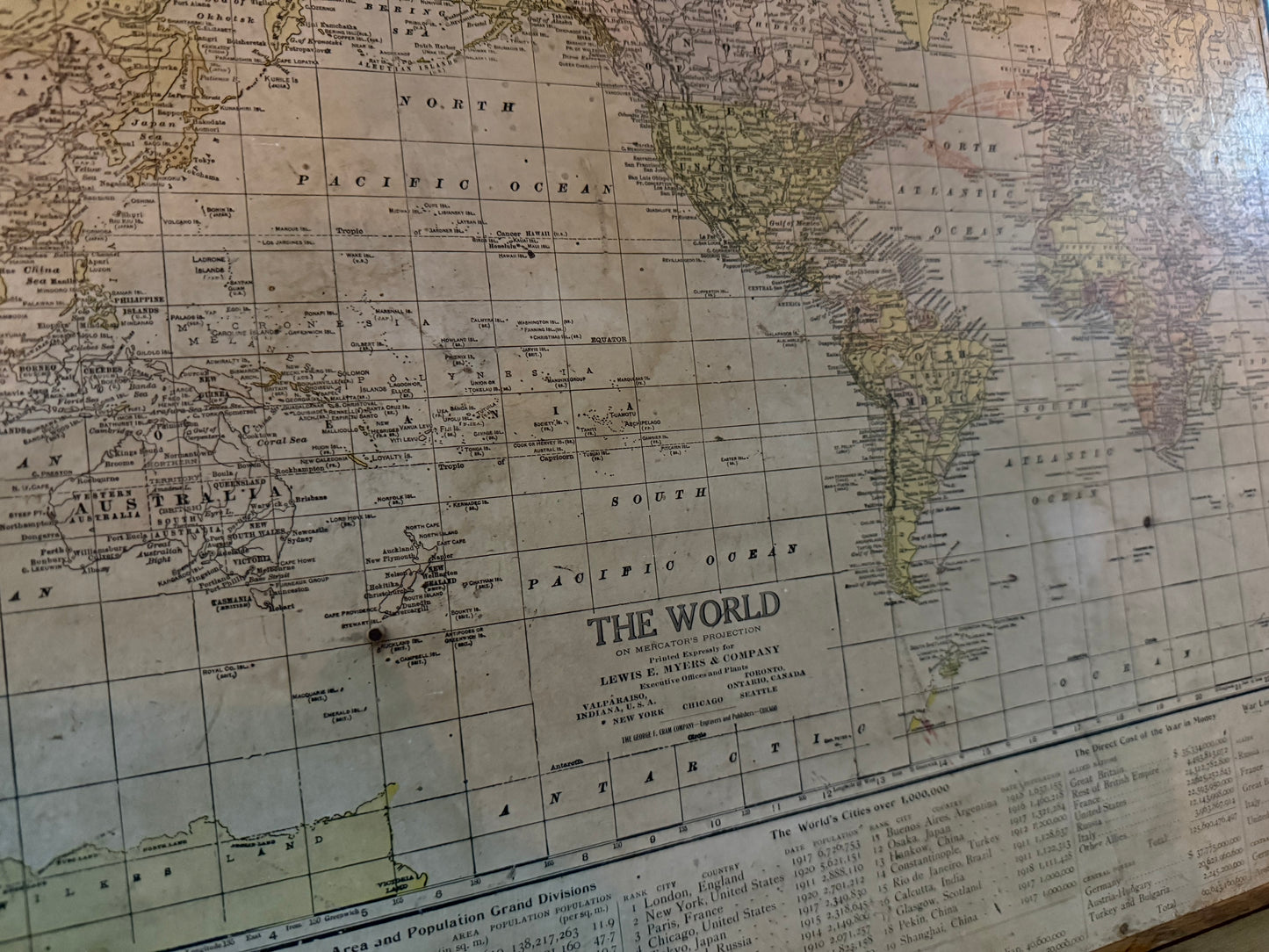 World map on tray