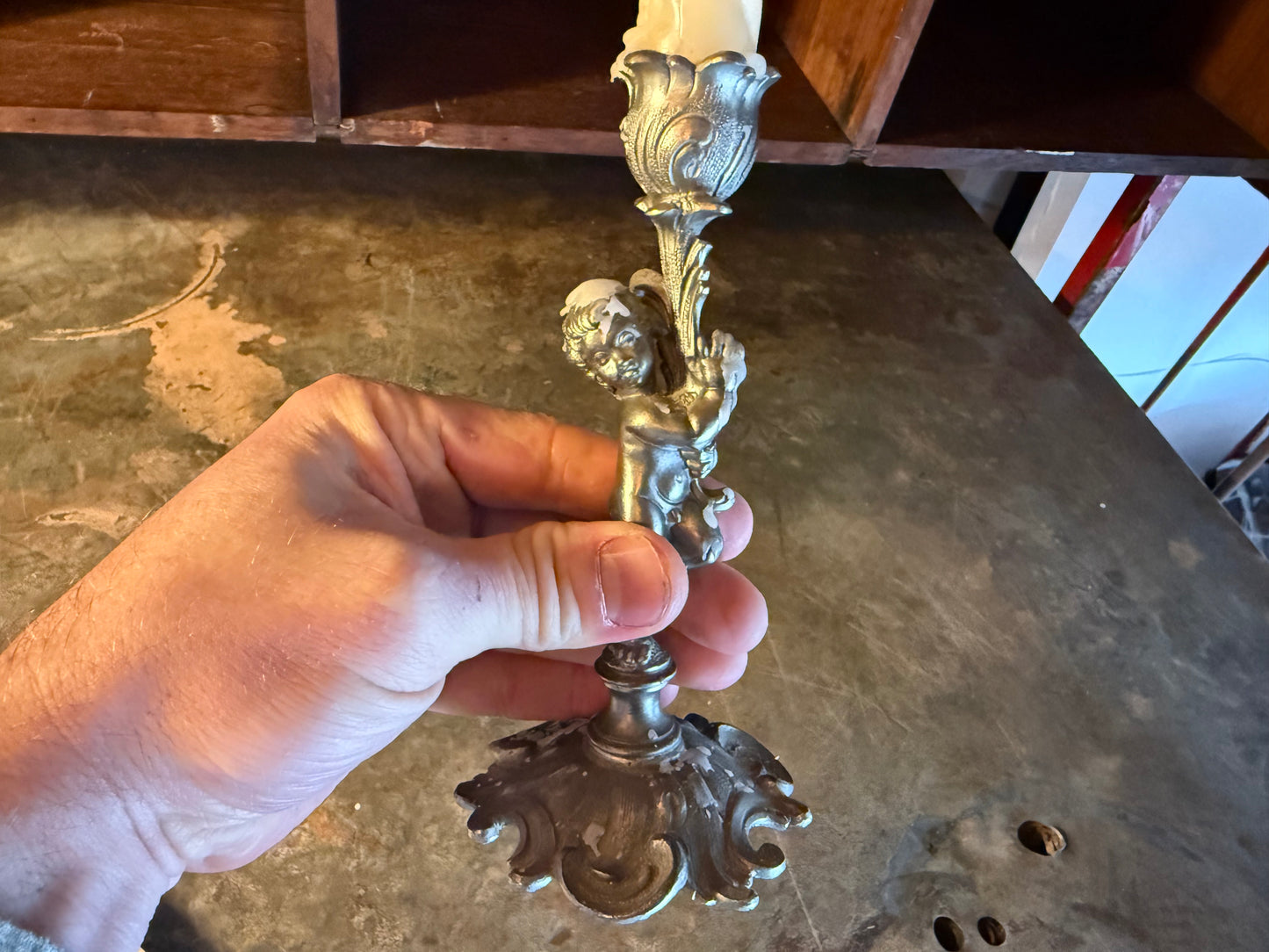 Cherub candlestick holder