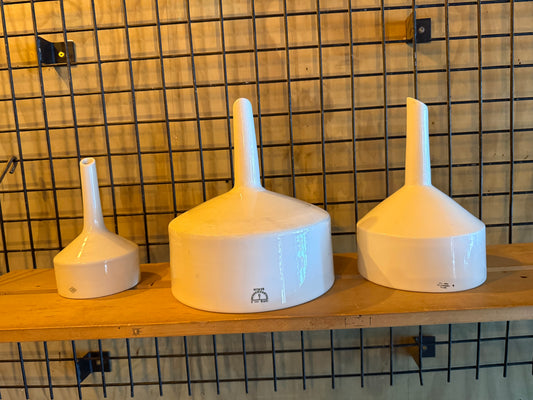 3 ceramic funnels